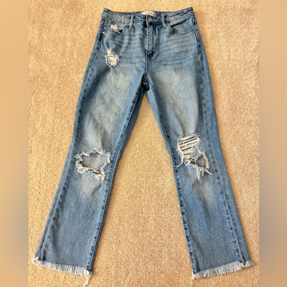 Articles Of Society Blue Distressed Straight Leg Jeans